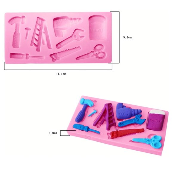 2 Pcs Hardware tools silicone jelly mold, ladder, hammer, screwdriver, scissors - Picture 2 of 7
